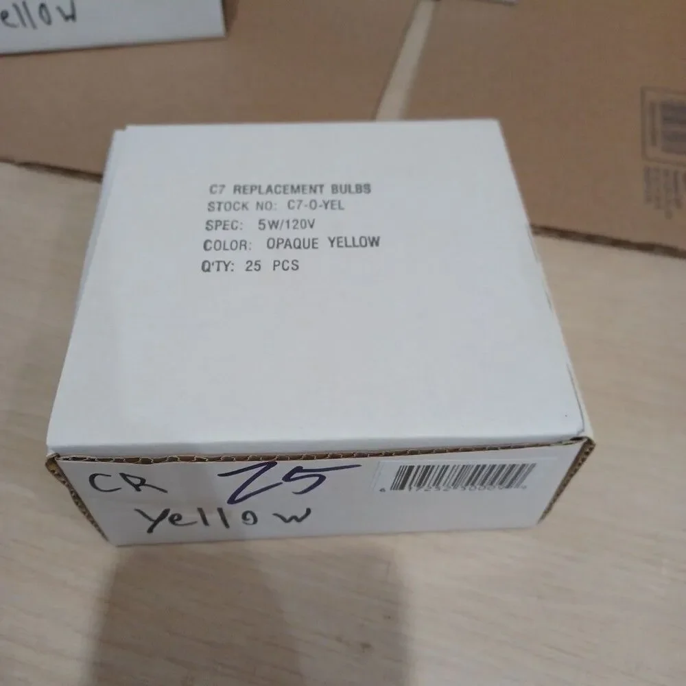 C7 5W Yellow Box of 25 Replacement Bulbs Opaque 120v Light Show Craft outdoor